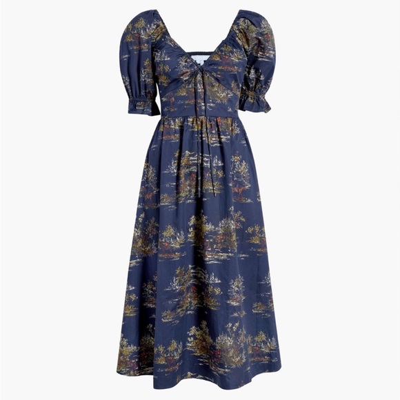 Hill House The Ophelia Nap Dress in Navy Equestrian Toile XS - Picture 14 of 14